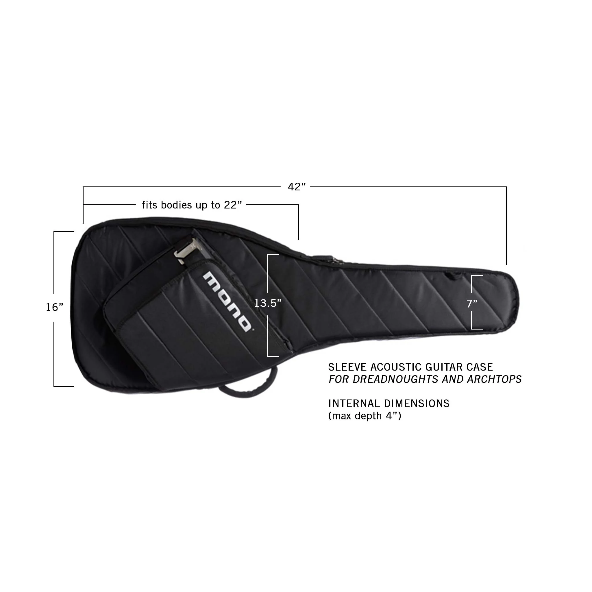 Acoustic Guitar Sleeve Case, Black - Image 7