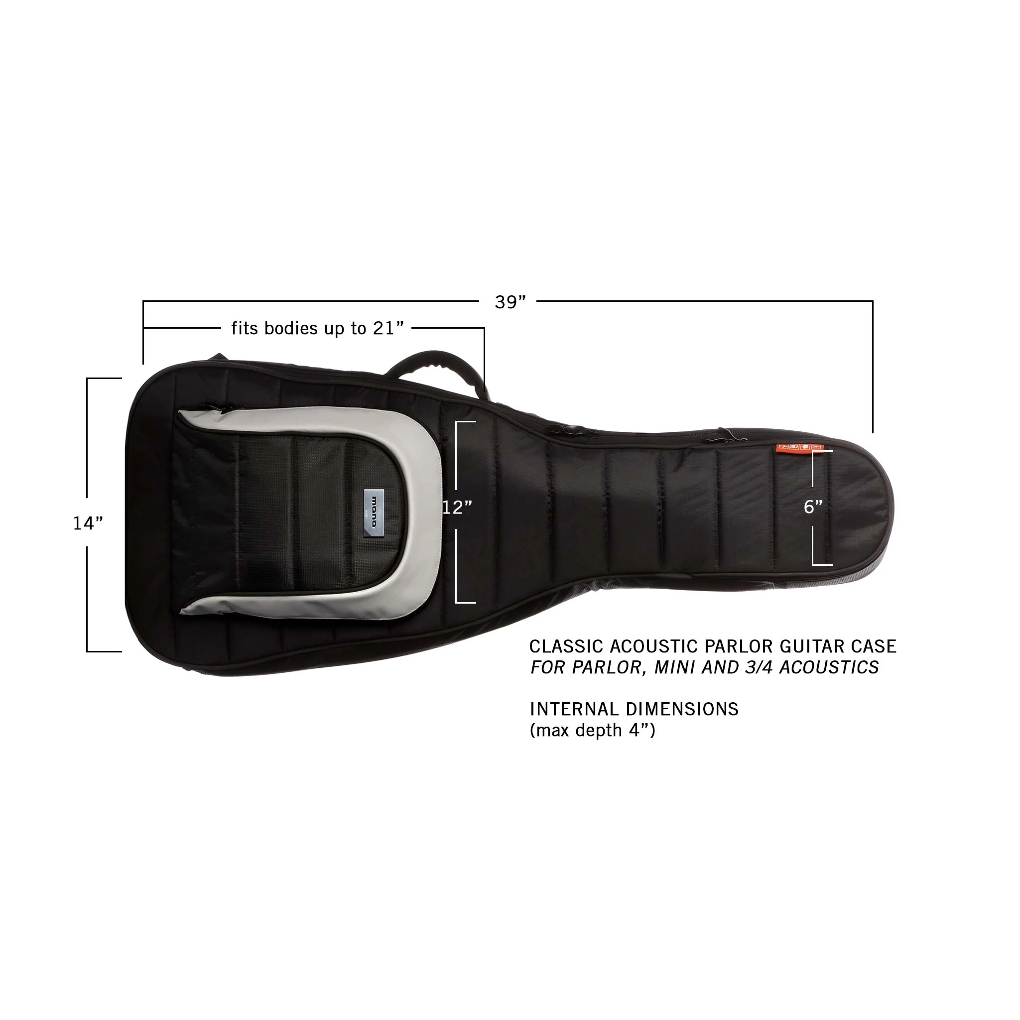 Classic Acoustic Parlor Guitar Case, Black - Image 6