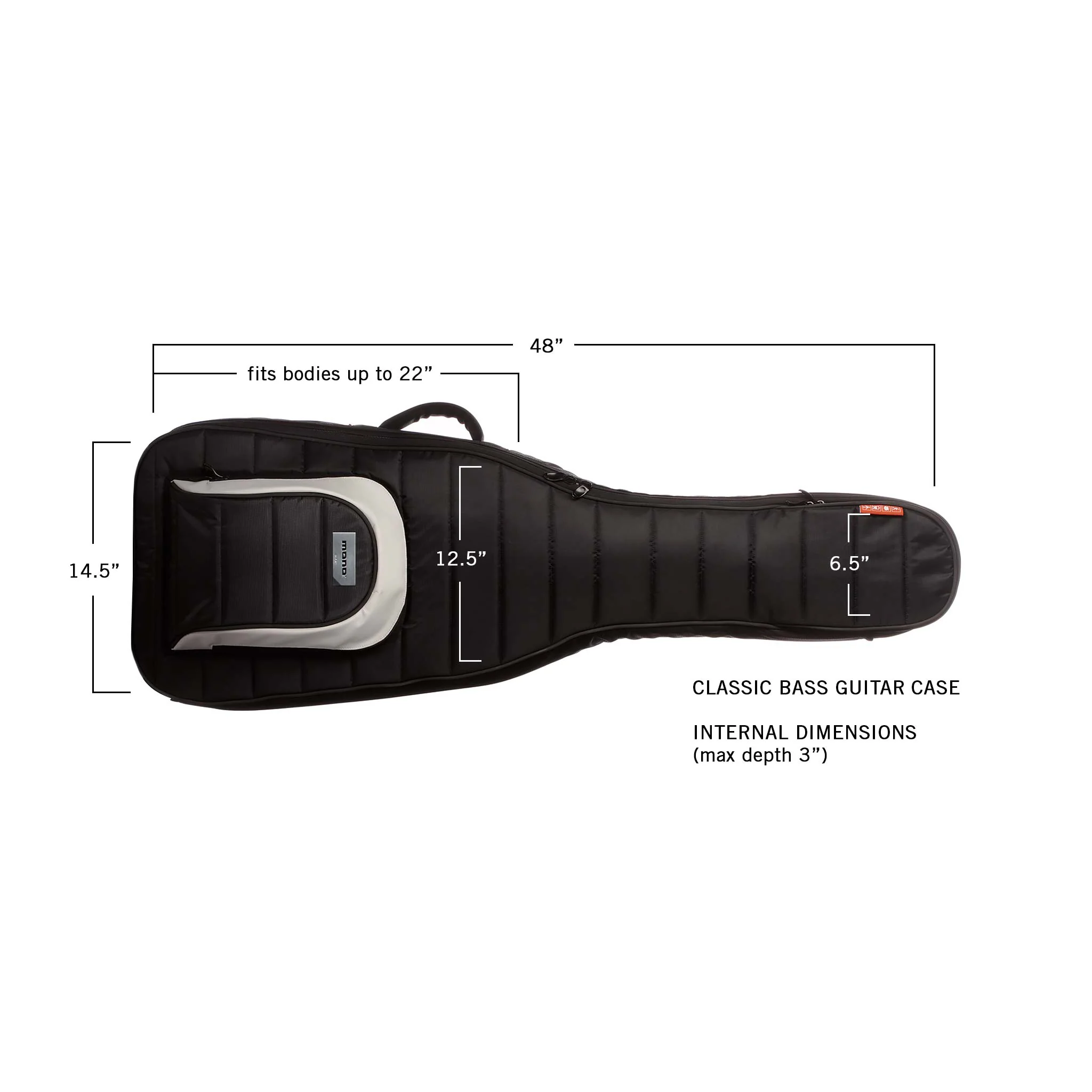 Classic Bass Guitar Case, Black - Image 7