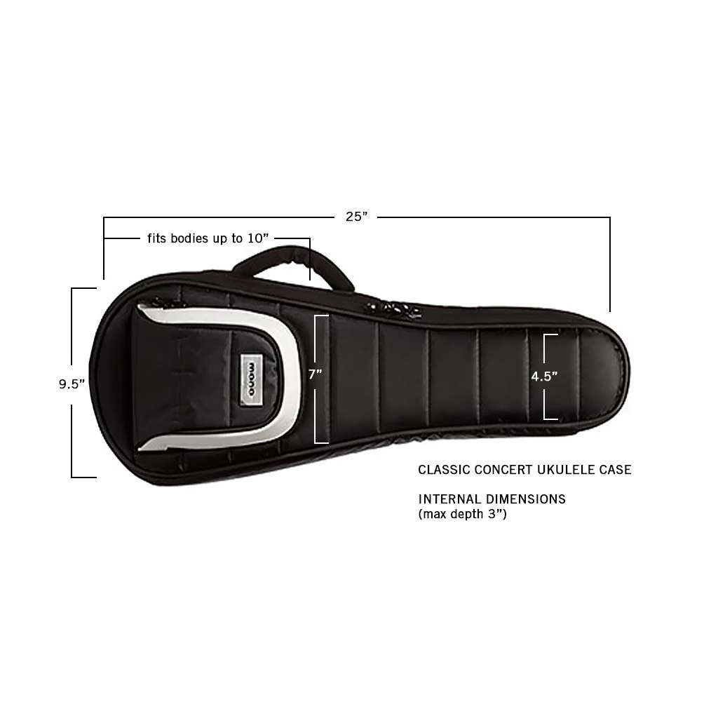 Classic Concert Ukulele Case, Black - Image 6