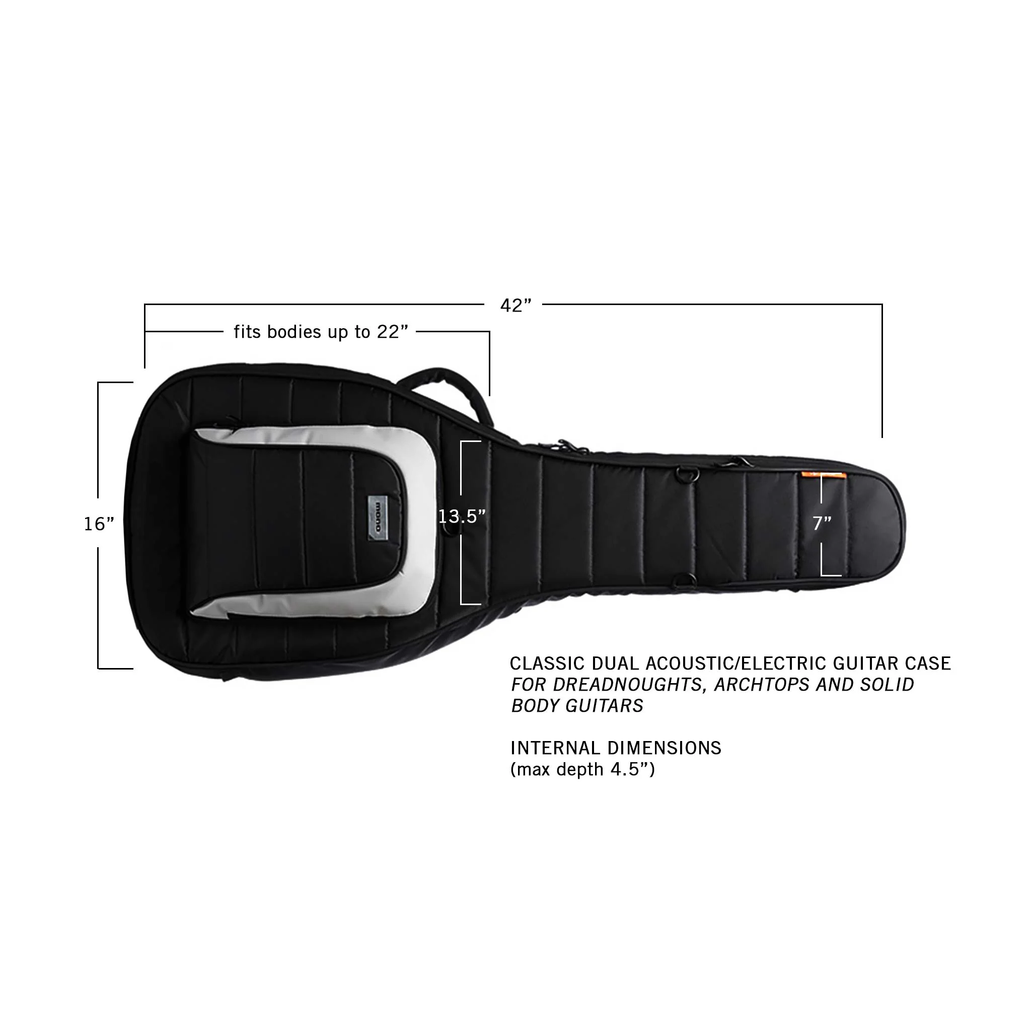 Classic Dual Acoustic/Electric Guitar Case, Black - Image 7