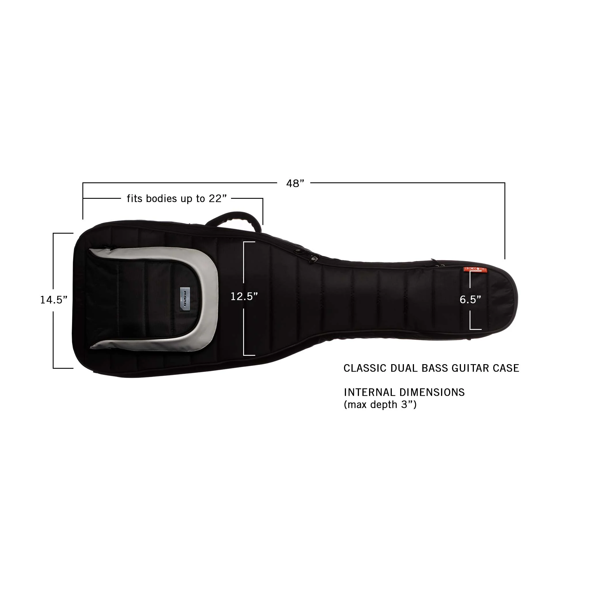 Classic Dual Bass Guitar Case, Black - Image 6